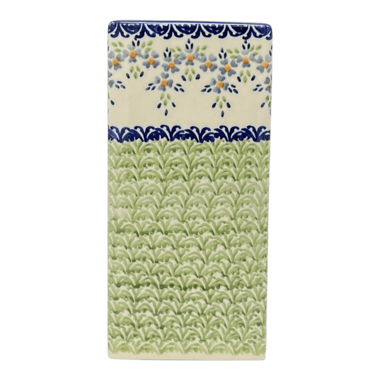 Vase, Triangular, Medium 8" x 3.25" in "Garden Stroll" by Manufaktura | W028U-P316