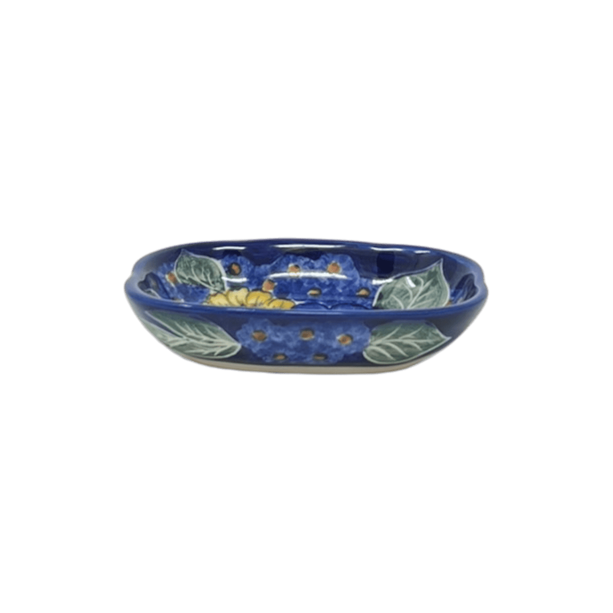Dish, Cloud-Shaped, 4.75" x 3.5", WR (WR11A) in "Cobalt Blossoms" by W.R. Ceramika | WR11A-AB5