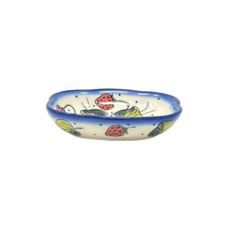Dish, Cloud-Shaped, 4.75" x 3.5", WR (WR11A) in "Strawberries & Blossoms" by W.R. Ceramika | WR11A-WR2