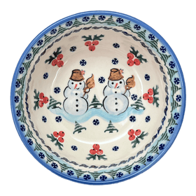 Polish Pottery 7" Bowl (Frosty & Friend) | WR12C-WR11 Additional Image at PolishPotteryOutlet.com