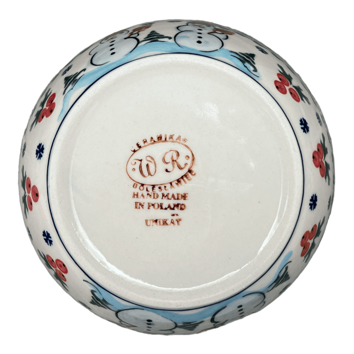 Bowl, Round, 7", WR (WR12C) in "Frosty & Friend" by W.R. Ceramika | WR12C-WR11