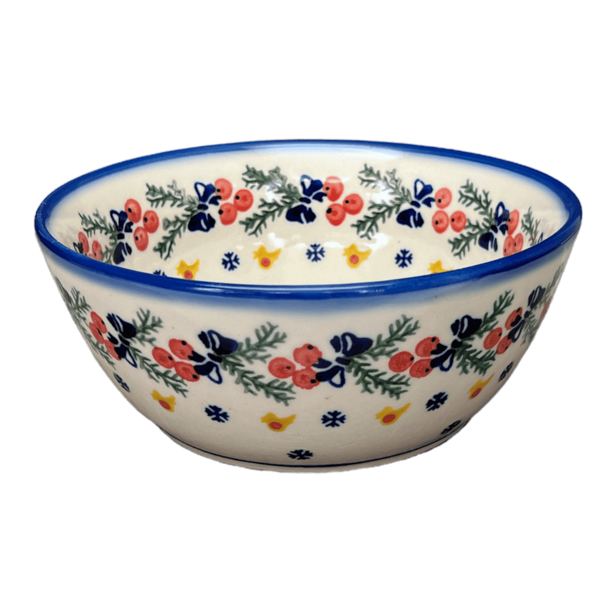 Bowl, Round, 7", WR (WR12C) in "Bows in Snow" by W.R. Ceramika | WR12C-WR15