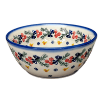 A picture of a Polish Pottery WR 7" Bowl (Bows in Snow) | WR12C-WR15 as shown at PolishPotteryOutlet.com/products/7-bowl-bows-in-snow-wr12c-wr15