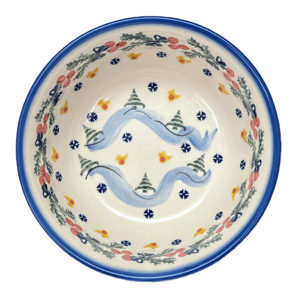 Bowl, Round, 7", WR (WR12C) in "Bows in Snow" by W.R. Ceramika | WR12C-WR15