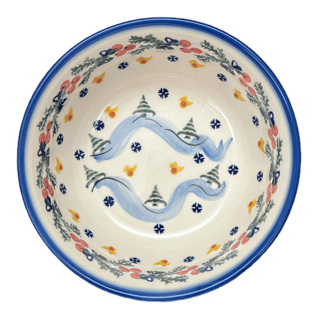 Bowl, Round, 7", WR (WR12C) in "Bows in Snow" by W.R. Ceramika | WR12C-WR15