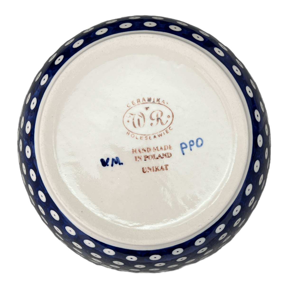 Bowl, Round, 7.75", WR (WR12D) in "Dot to Dot" by W.R. Ceramika | WR12D-SM2