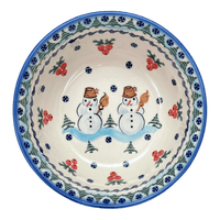 A picture of a Polish Pottery 7.75" Bowl (Frosty & Friend) | WR12D-WR11 as shown at PolishPotteryOutlet.com/products/7-75-bowl-frosty-friend-wr12d-wr11
