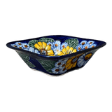 Bowl, Square, 5.25" Small, WR (WR12G) in "Cobalt Blossoms" by W.R. Ceramika | WR12G-AB5