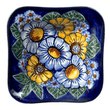 Bowl, Square, 5.25" Small, WR (WR12G) in "Cobalt Blossoms" by W.R. Ceramika | WR12G-AB5