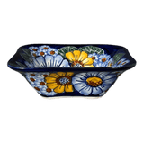 Bowl, Square, 5.25" Small, WR (WR12G) in "Cobalt Blossoms" by W.R. Ceramika | WR12G-AB5