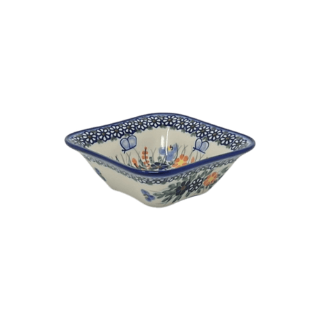 Bowl, Square, 5.25" Small, WR (WR12G) in "Butterfly Delight" by W.R. Ceramika | WR12G-PP2