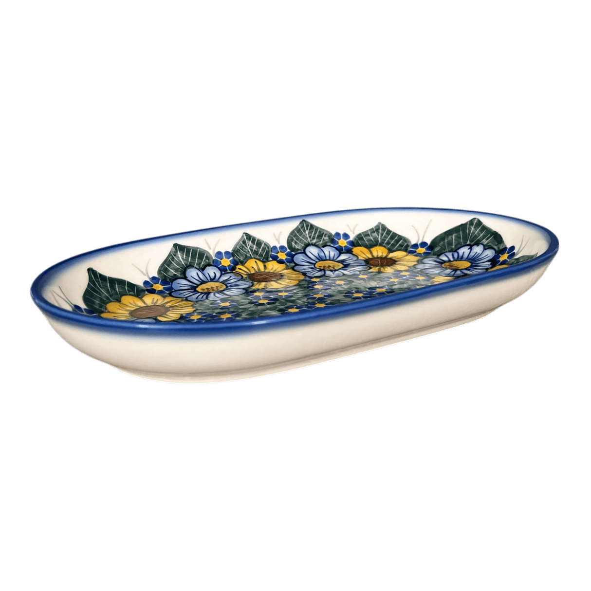 Plate, Roaster, Oval, 7" x 11", WR (WR13B) in "Bed of Blossoms" by W.R. Ceramika | WR13B-KG2