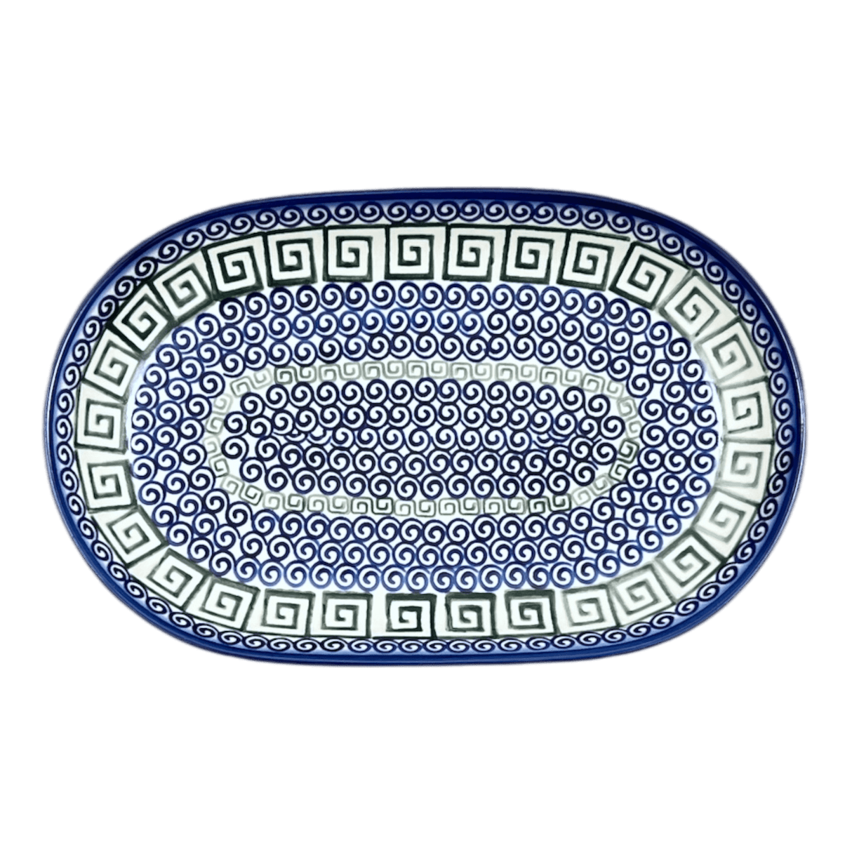 Plate, Roaster, Oval, 7" x 11", WR (WR13B) in "Greek Columns" by W.R. Ceramika | WR13B-NP20