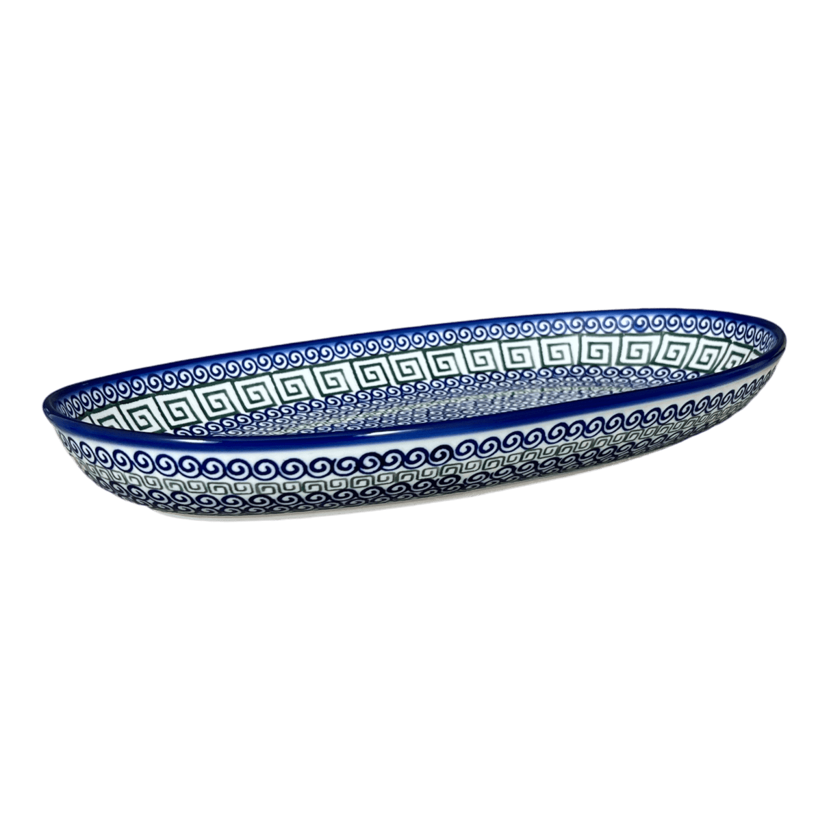 Oval Dish, 8.5" x 13.75", WR (WR13E) in "Greek Columns" by W.R. Ceramika | WR13E-NP20