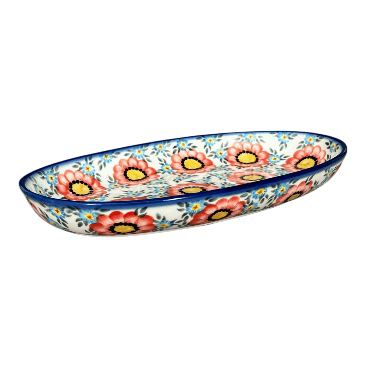 Oval Dish, 8.5" x 13.75", WR (WR13E) in "Cottage Garden" by W.R. Ceramika | WR13E-WR41