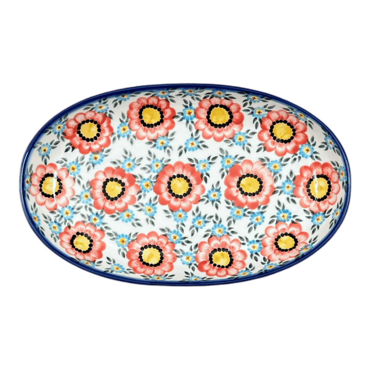 Oval Dish, 8.5" x 13.75", WR (WR13E) in "Cottage Garden" by W.R. Ceramika | WR13E-WR41