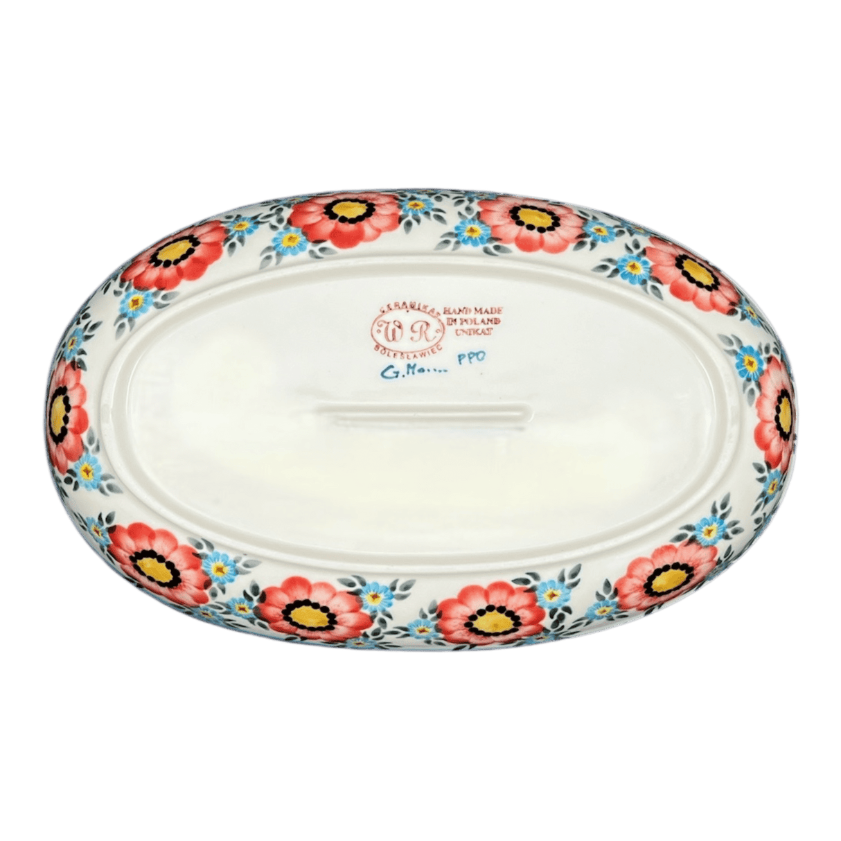 Oval Dish, 8.5" x 13.75", WR (WR13E) in "Cottage Garden" by W.R. Ceramika | WR13E-WR41