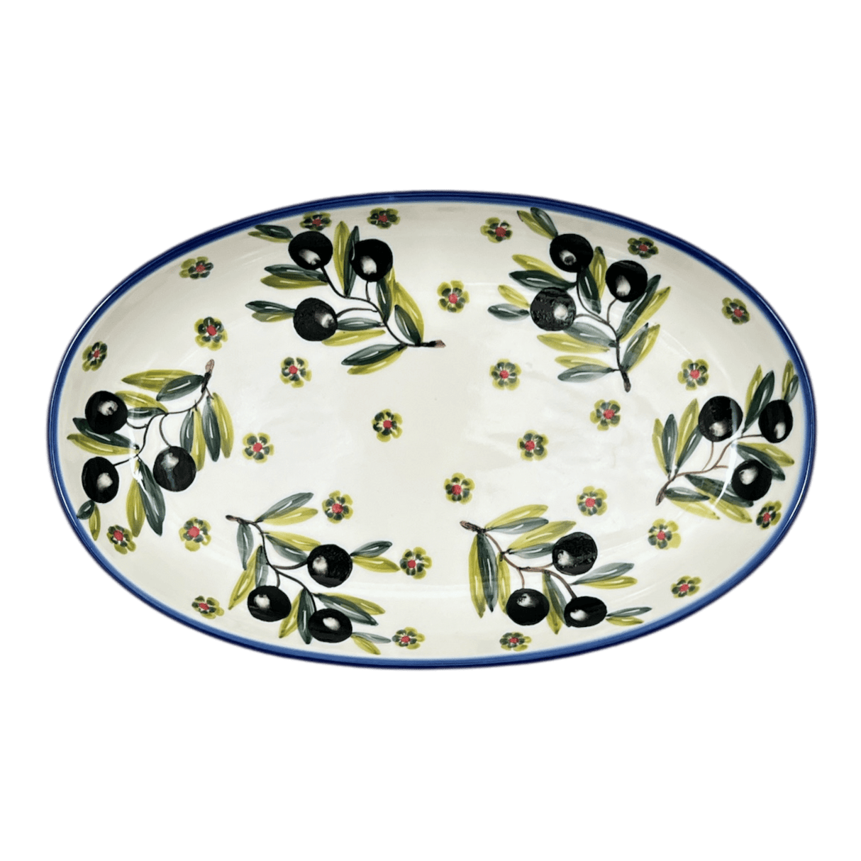 Oval Dish, 8.5" x 13.75", WR (WR13E) in "Olive Grove" by W.R. Ceramika | WR13E-WR56