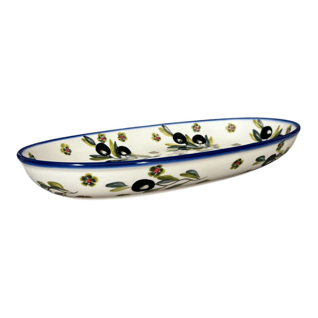 Oval Dish, 8.5" x 13.75", WR (WR13E) in "Olive Grove" by W.R. Ceramika | WR13E-WR56