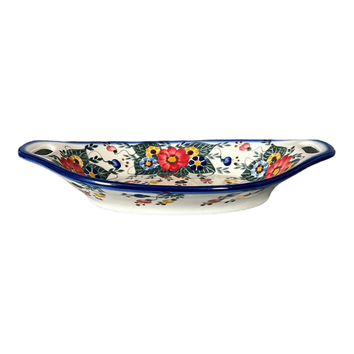 Platter, Oval, Handles, 12.5" x 7.75", WR (WR13G) in "Buds & Blossoms" by W.R. Ceramika | WR13G-MC3