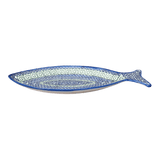 Plate, Fish-Shaped, 14.5" x 6.5", WR (WR13O) in "Greek Columns" by W.R. Ceramika | WR13O-NP20