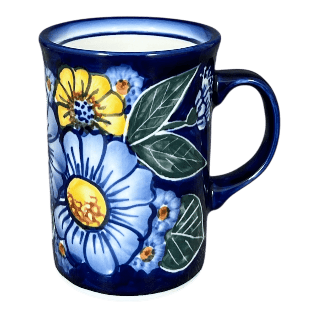 Mug, Straight Mug, 8 oz, WR (WR14A) in "Cobalt Blossoms" by W.R. Ceramika | WR14A-AB5