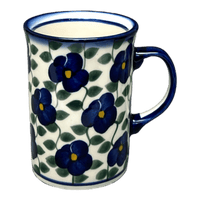 A picture of a Polish Pottery 8 oz. Straight Mug (Pansy Storm) | WR14A-EZ3 as shown at PolishPotteryOutlet.com/products/8-oz-straight-mug-pansy-storm-wr14a-ez3