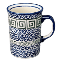 A picture of a Polish Pottery WR 8 oz. Straight Mug (Greek Columns) | WR14A-NP20 as shown at PolishPotteryOutlet.com/products/8-oz-straight-mug-greek-columns-wr14a-np20