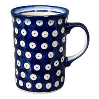 A picture of a Polish Pottery 8 oz. Straight Mug (Dot to Dot) | WR14A-SM2 as shown at PolishPotteryOutlet.com/products/8-oz-straight-mug-dot-to-dot-wr14a-sm2