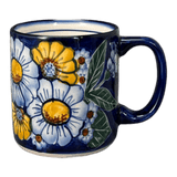 Mug, Straight Mug, 12 oz, WR (WR14E) in "Cobalt Blossoms" by W.R. Ceramika | WR14E-AB5