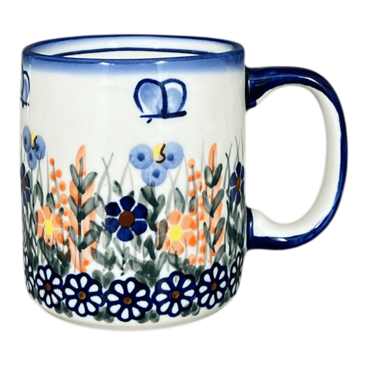 Mug, Straight Mug, 12 oz, WR (WR14E) in "Butterly Delight" by W.R. Ceramika | WR14E-PP2