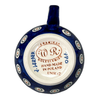 A picture of a Polish Pottery 12 oz. Belly Mug (Peacock in Line) | WR14M-SM1 as shown at PolishPotteryOutlet.com/products/12-oz-belly-mug-peacock-in-line-wr14m-sm1
