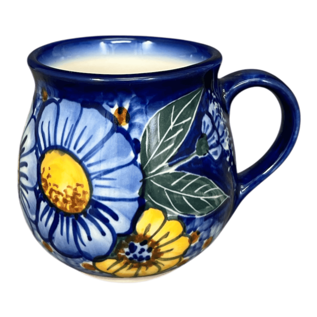 Mug, Belly Mug, 8 oz Small, WR (WR14N) in "Cobalt Blossoms" by W.R. Ceramika | WR14N-AB5