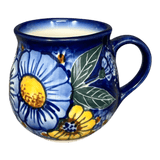 Mug, Belly Mug, 8 oz Small, WR (WR14N) in "Cobalt Blossoms" by W.R. Ceramika | WR14N-AB5