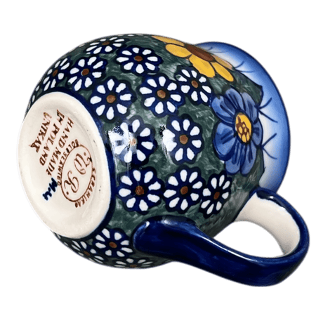 Mug, Belly Mug, 8 oz Small, WR (WR14N) in "Daisy Meadow" by W.R. Ceramika | WR14N-BK2