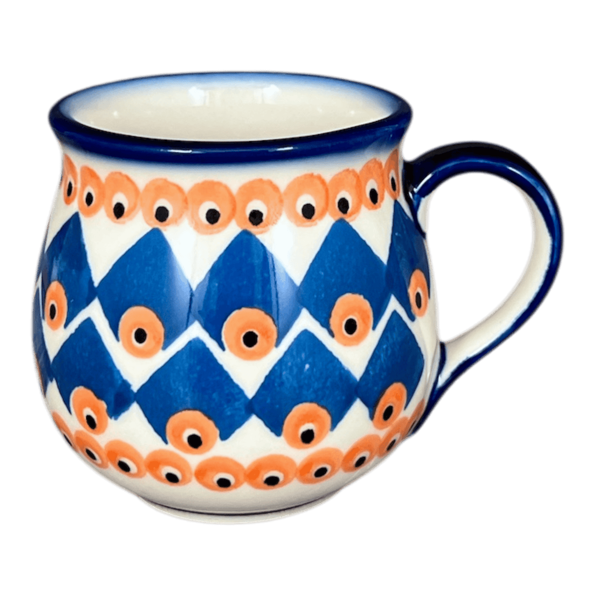 Mug, Belly Mug, 8 oz Small, WR (WR14N) in "Turquoise Diamond" by W.R. Ceramika | WR14N-NP16