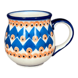 Mug, Belly Mug, 10 oz. Medium, WR (WR14T) in "Turquoise Diamond" by W.R. Ceramika | WR14T-NP16
