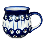 Mug, Belly Mug, 10 oz. Medium, WR (WR14T) in "Peacock in Line" by W.R. Ceramika | WR14T-SM1