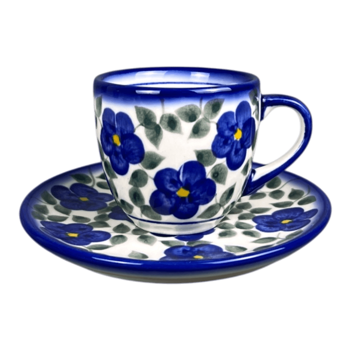 Cup & Saucer, 5oz, WR, WR, (WR17HI) in "Pansy Storm" by W.R. Ceramika | WR17HI-EZ3