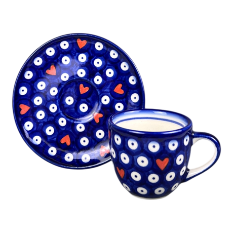 Cup & Saucer, 5oz, WR, WR, (WR17HI) in "Hearts & Dots" by W.R. Ceramika | WR17HI-SMA2