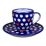 Cup & Saucer, 5oz, WR, WR, (WR17HI) in "Hearts & Dots" by W.R. Ceramika | WR17HI-SMA2
