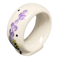 A picture of a Polish Pottery WR 2" Napkin Ring (Lavender Fields) | WR18B-BW4 as shown at PolishPotteryOutlet.com/products/2-napkin-ring-lavender-fields-wr18b-bw4