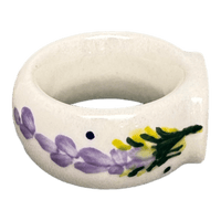 A picture of a Polish Pottery 2" Napkin Ring (Lavender Fields) | WR18B-BW4 as shown at PolishPotteryOutlet.com/products/2-napkin-ring-lavender-fields-wr18b-bw4