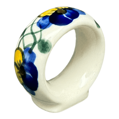 Napkin Ring, 2", WR (WR18B) in "Pansy Wreath" by W.R. Ceramika | WR18B-EZ2