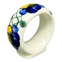 A picture of a Polish Pottery 2" Napkin Ring (Pansy Wreath) | WR18B-EZ2 as shown at PolishPotteryOutlet.com/products/2-napkin-ring-pansy-wreath-wr18b-ez2
