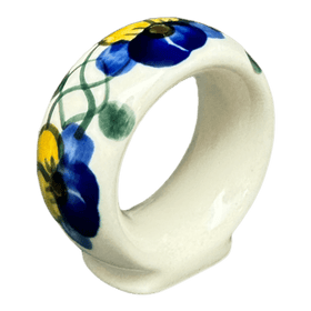 Polish Pottery WR 2" Napkin Ring (Pansy Wreath) | WR18B-EZ2 Additional Image at PolishPotteryOutlet.com
