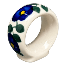 Polish Pottery 2" Napkin Ring (Pansy Storm) | WR18B-EZ3 Additional Image at PolishPotteryOutlet.com