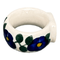 A picture of a Polish Pottery WR 2" Napkin Ring (Pansy Storm) | WR18B-EZ3 as shown at PolishPotteryOutlet.com/products/2-napkin-ring-pansy-storm-wr18b-ez3