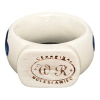 A picture of a Polish Pottery WR 2" Napkin Ring (Pansy Storm) | WR18B-EZ3 as shown at PolishPotteryOutlet.com/products/2-napkin-ring-pansy-storm-wr18b-ez3