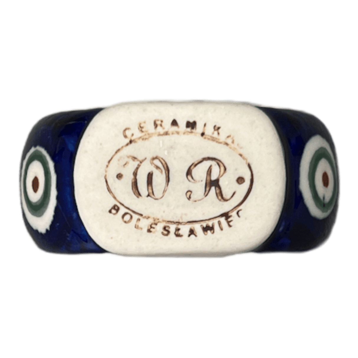 Napkin Ring, 2", WR (WR18B) in "Peacock in Line" by W.R. Ceramika | WR18B-SM1